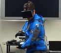 Student in a virtual reality suit